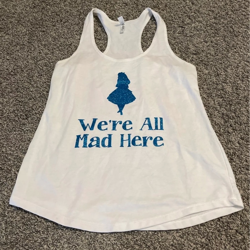 Alice in wonderland glitter tank top
